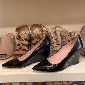 Kate Spade Black Wedge Pointy Toe Pumps